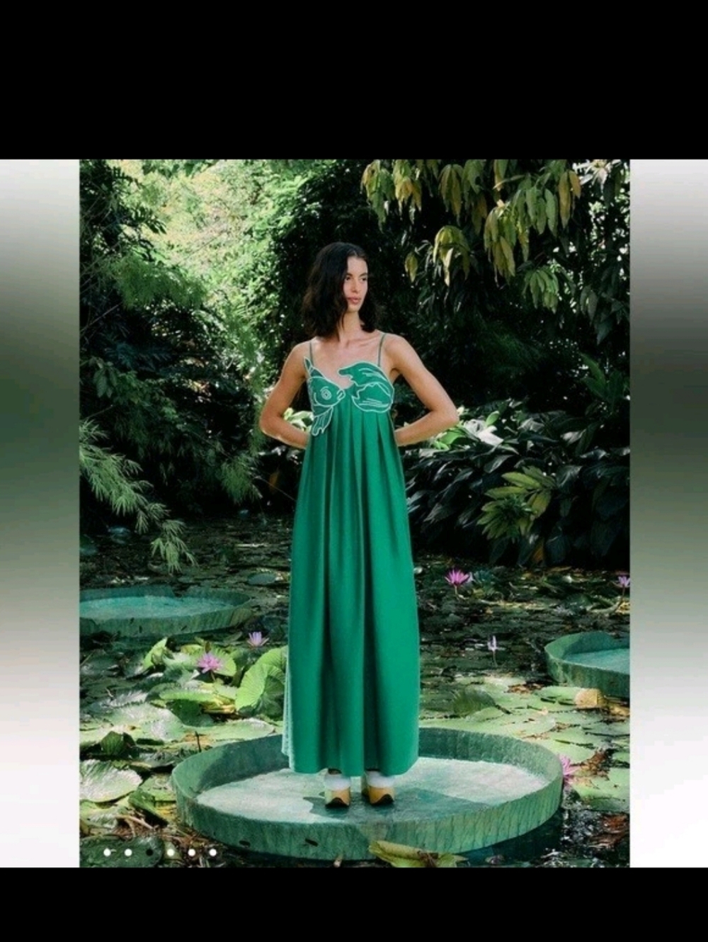 Farm Rio Linen Green Fish Top Maxidress - Picture 4 of 8